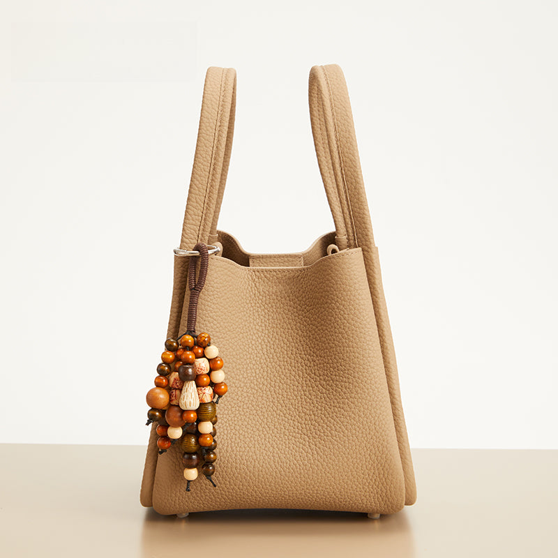 Beaded Wish-Seed Bag Charm – Natural Beads Tassel Keychain
