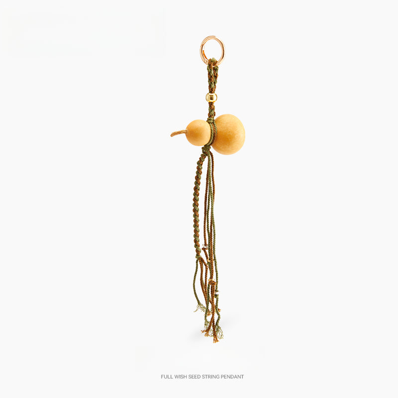 Beaded Wish-Seed Bag Charm – Natural Beads Tassel Keychain