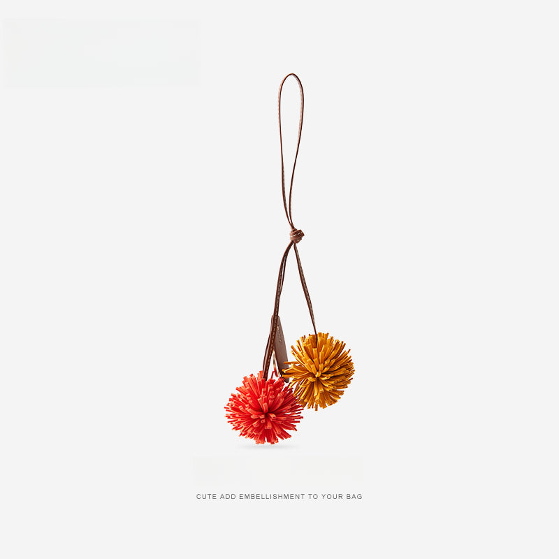 Leather Flower Bag Charm – Handcrafted Petal Tassel