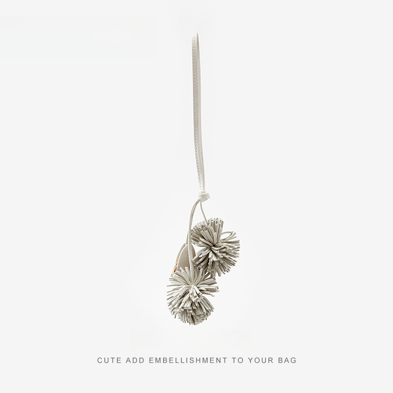 Leather Flower Bag Charm – Handcrafted Petal Tassel