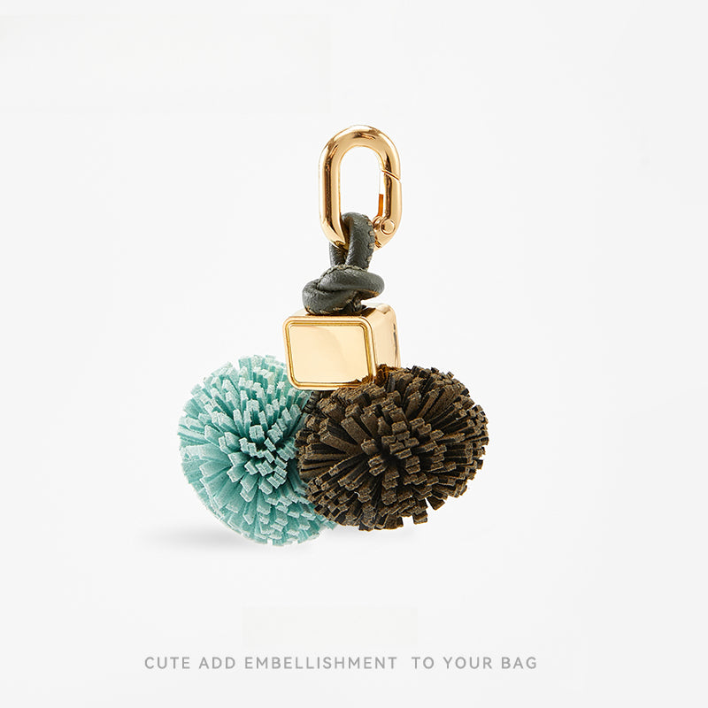 Leather Flower Bag Charm – Handcrafted Petal Tassel