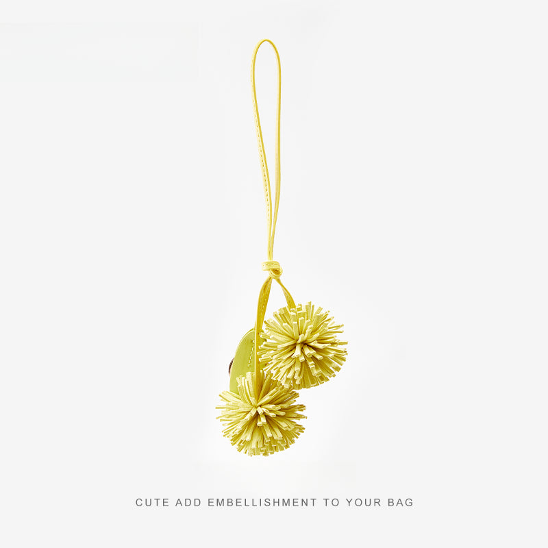 Leather Flower Bag Charm – Handcrafted Petal Tassel