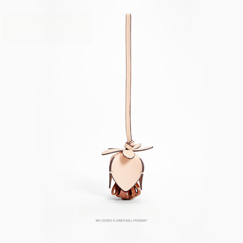 Leather Flower Bag Charm – Handcrafted Petal Tassel