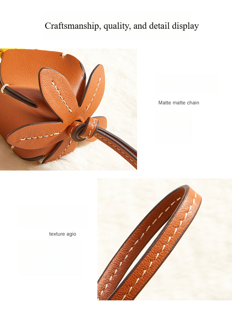 Leather Flower Bag Charm – Handcrafted Petal Tassel