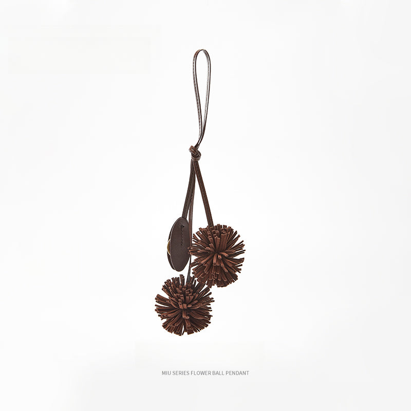 Leather Flower Bag Charm – Handcrafted Petal Tassel