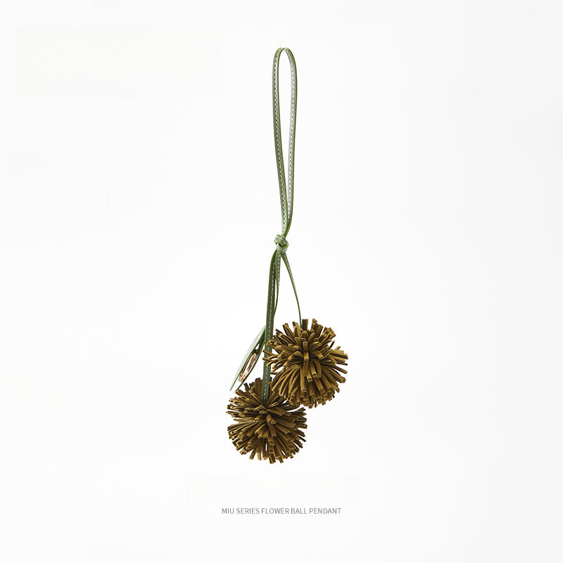 Leather Flower Bag Charm – Handcrafted Petal Tassel