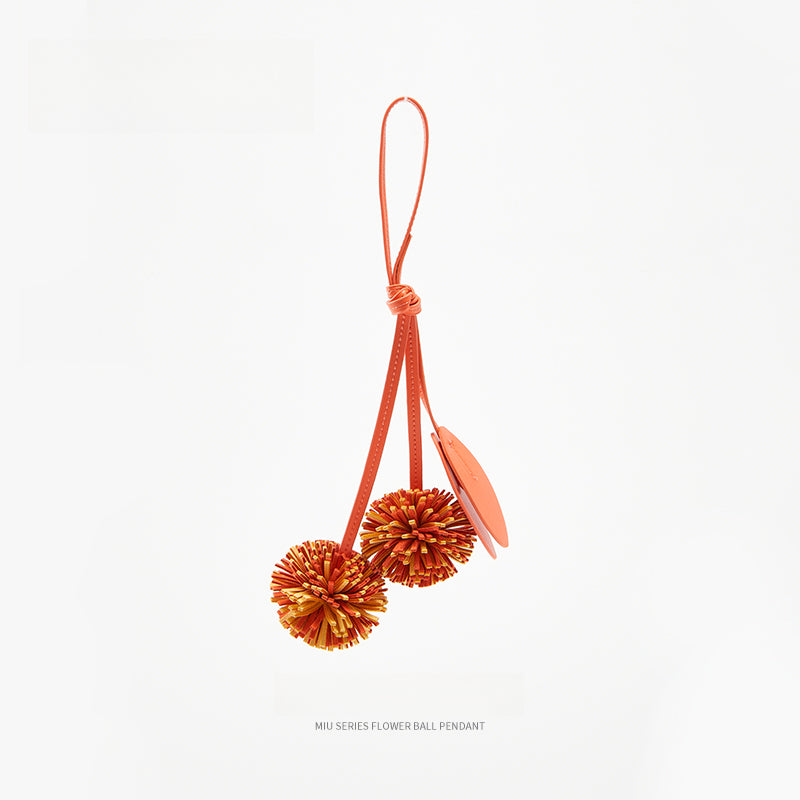 Leather Flower Bag Charm – Handcrafted Petal Tassel