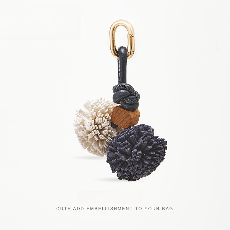 Leather Flower Bag Charm – Handcrafted Petal Tassel