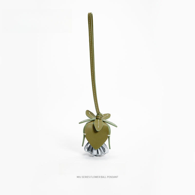 Leather Flower Bag Charm – Handcrafted Petal Tassel
