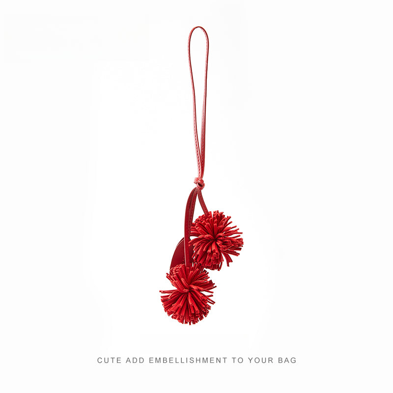 Leather Flower Bag Charm – Handcrafted Petal Tassel