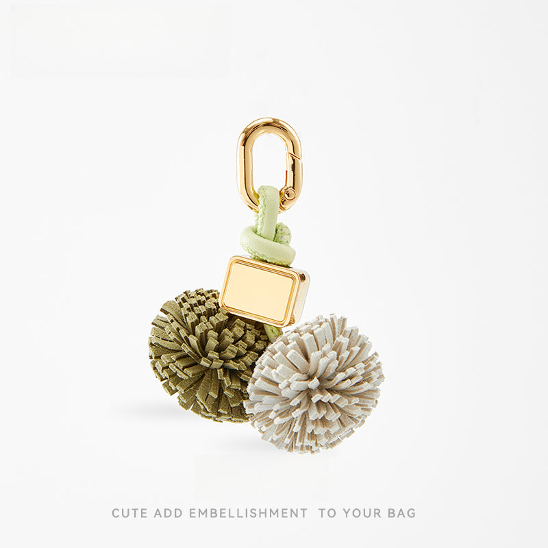Leather Flower Bag Charm – Handcrafted Petal Tassel