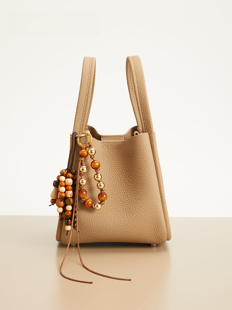 Beaded Wish-Seed Bag Charm – Natural Beads Tassel Keychain