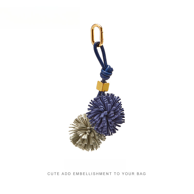 Leather Flower Bag Charm – Handcrafted Petal Tassel