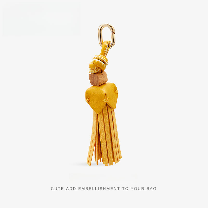 Leather Flower Bag Charm – Handcrafted Petal Tassel